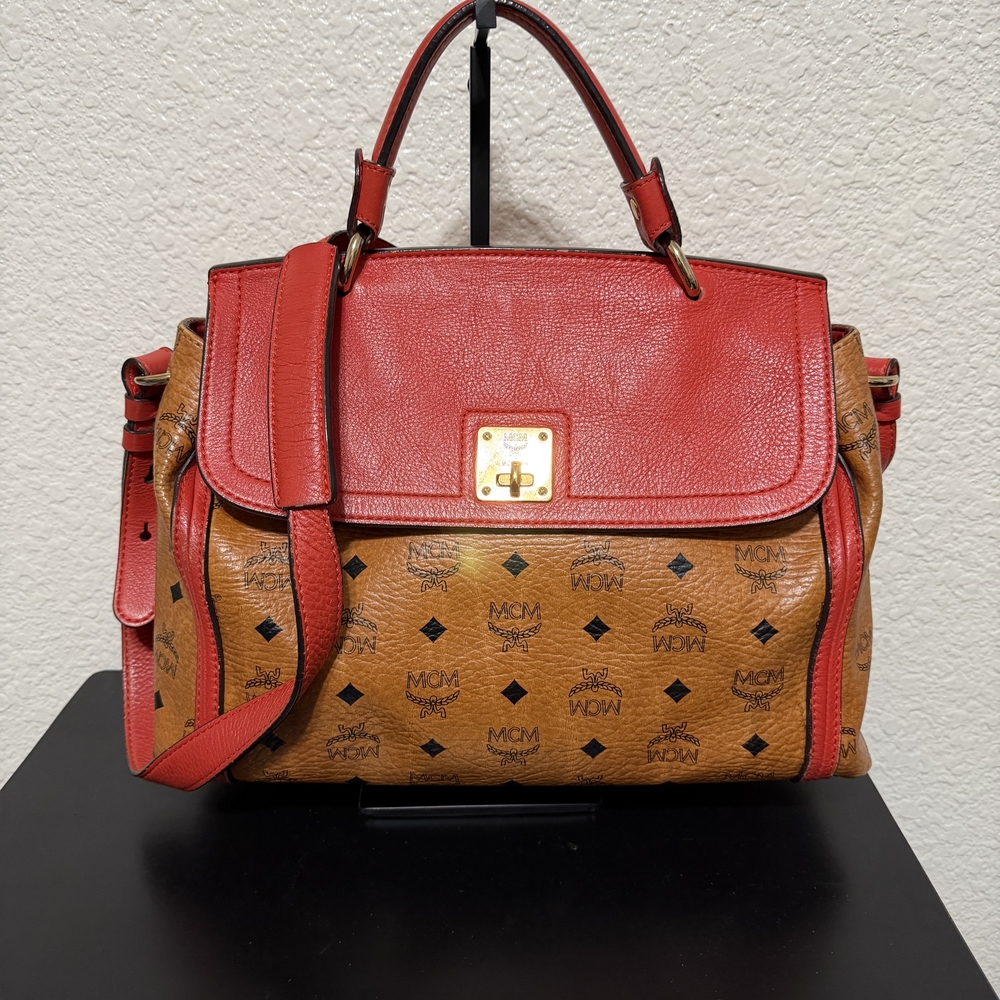 MCM Red and Tan Bag